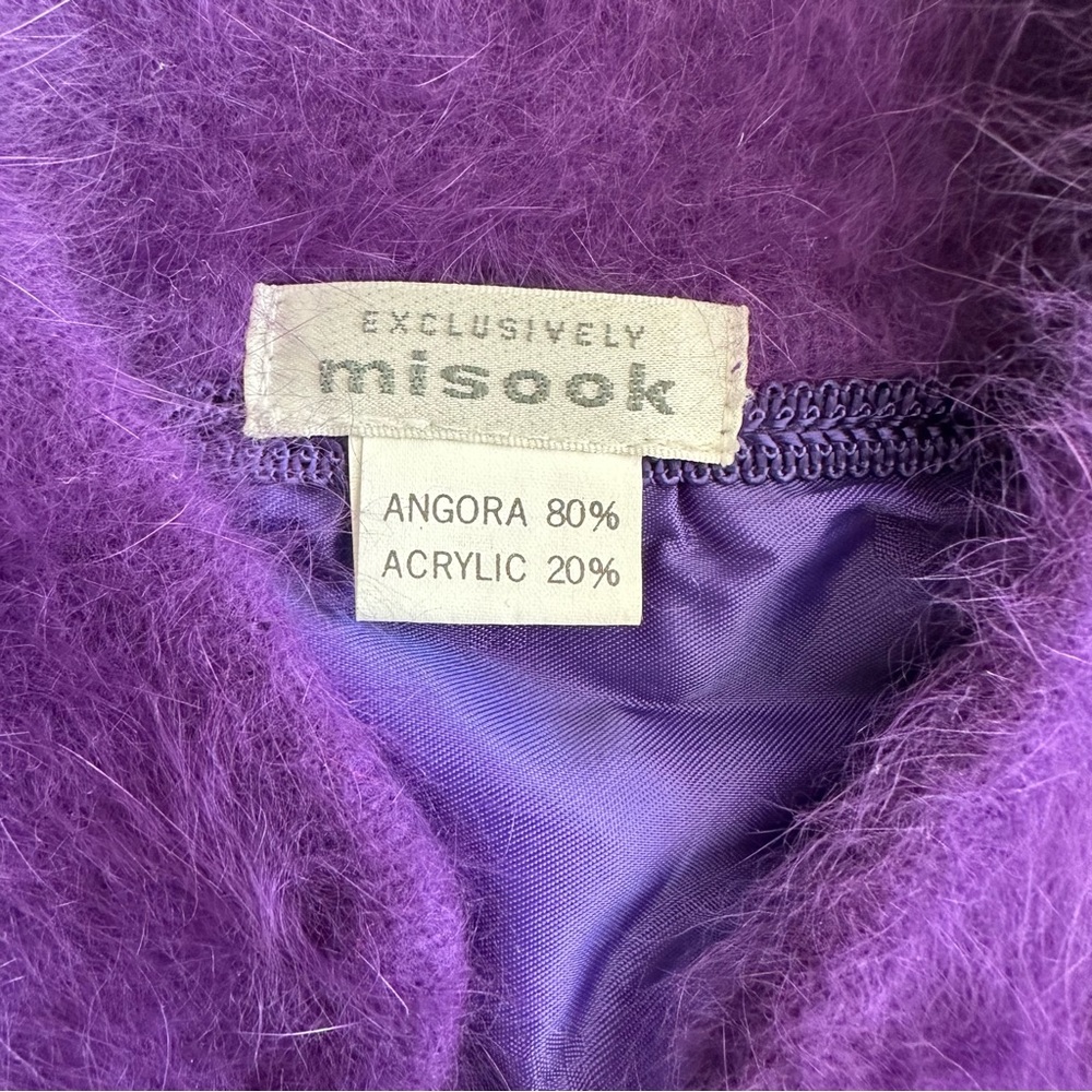 Exclusively Misook Vintage Vibrant Purple Angora Cardigan Jacket One Size XL - Picture 4 of 12